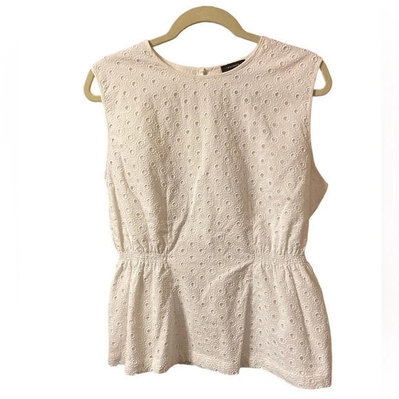 NWT HALOGEN EYELET PEPLUM BLOUSE - Picture 1 of 4